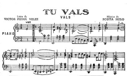 Tu Vals, partitura